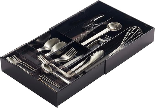 YAMAZAKI Home Tower Expandable Cutlery Drawer Organizer - Kitchen Silverware Utensil Storage Tray - Abs Plastic