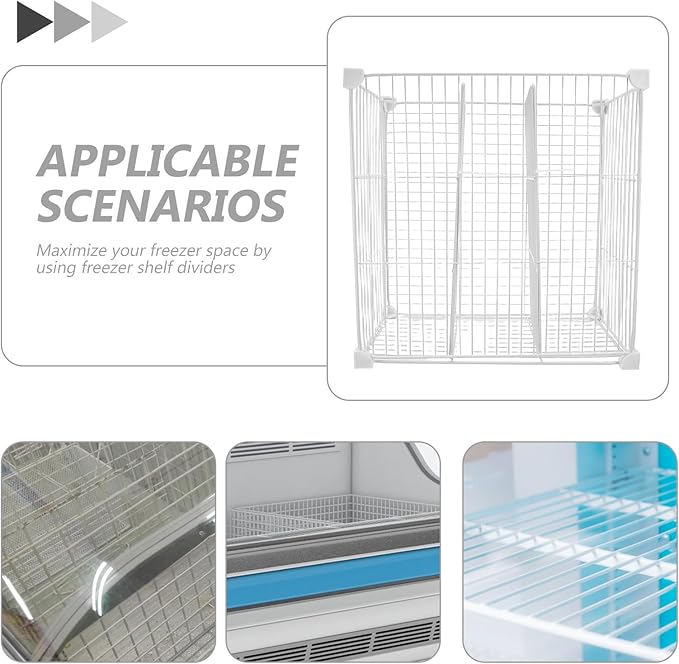 Chest Freezer Divider Storage Organizers, 3 Compartments Mesh Metal Basket, Modular Shelf Separator, Freezer Organization Tray, Refrigerator Drawer Bin