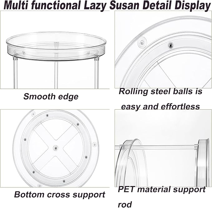 Lazy Susan Turntable Organizer, 9.25 inch Clear, 360° Rotating Storage for Makeup, Skincare, Kitchen, Pantry, Fridge, 2-Tier Space Saver (Clear, 9.25inch 2 Tier)
