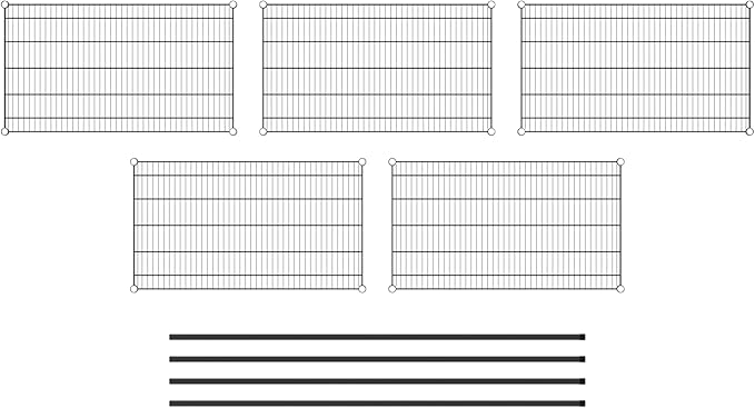 Commercial NSF Listed Black Epoxy Stationary Wire Shelving Kit 24" x 42" x 74", with 5 Shelves Perfect for Warehouse, Walk-in Refrigerator, Freezer, Grocery Store, Restaurant, Dishroom