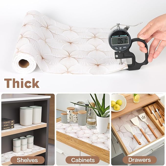 Quttisay Shelf Liner for Kitchen Cabinets,Non Adhesive Cabinet Liner,Non-Slip Drawer Liner,Waterproof Shelf Liner Easy to Clean Strong Grip Liner for Cabinets,Drawers,Cupboard，(Flower 12 inx32.8 FT)