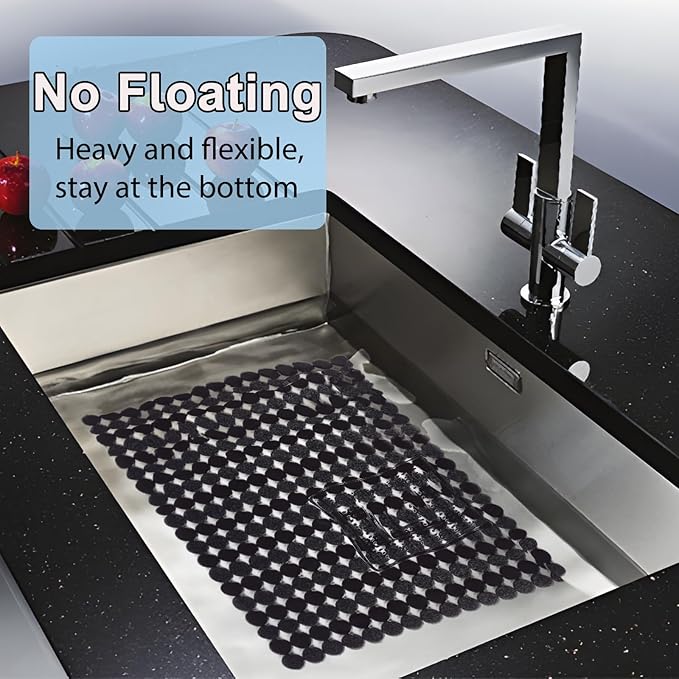 YTCYKJ Kitchen Sink Mat,2 Pack Sink Protectors for Kitchen Sink,Sink Mats with Scissors for Stainless Steel/Ceramic Sinks, Fast Draining,Easy to Clean,Diy Cut,15.7 X 11.8 Inch(Dark Black)