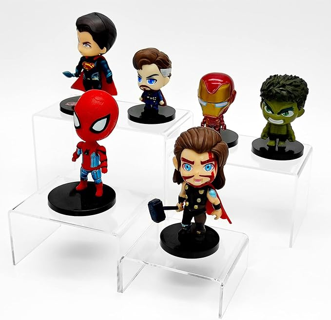8Pcs Acrylic Display Risers(6",5",4" 3") Clear Product Stand,Cupcakes Holder Dessert Display Transparent Showcase Stands, Candy Bar Risers, Acrylic Lifts Display for Figures