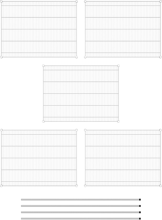 Commercial NSF Listed Chrome Stationary Wire Shelving Kit 36" x 48" x 74", with 5 Shelves Perfect for Warehouse, Walk-in Refrigerator, Freezer, Grocery Store, Restaurant, Dishroom