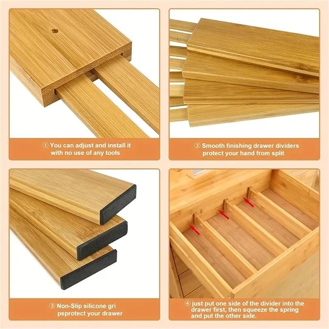 2/4 Pcs Drawer Dividers Organizers Adjustable Expandable Spring Loaded Separators for Kitchen Bedroom Dresser(S-2PCS)