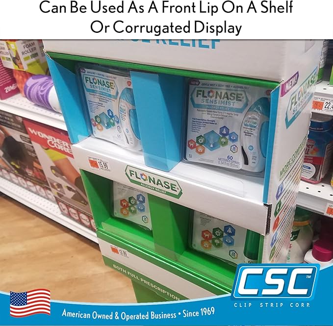 Clear Plastic Shelf Divider 1" H x 17-9/16" L with Adhesive Mount by ClipStrip