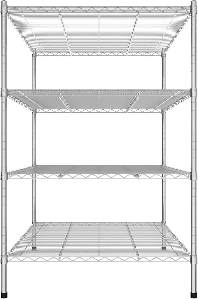 Commercial NSF Listed Chrome Stationary Wire Shelving Kit 36" x 48" x 54", with 4 Shelves Perfect for Warehouse, Walk-in Refrigerator, Freezer, Grocery Store, Restaurant, Dishroom