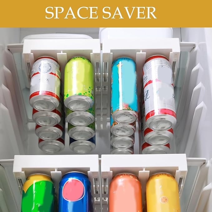 Large Capacity Can Holder for Fridge – Hanging Soda Can Dispenser and Organizer Rack – Beverage Can Storage for Refrigerator and Freezer