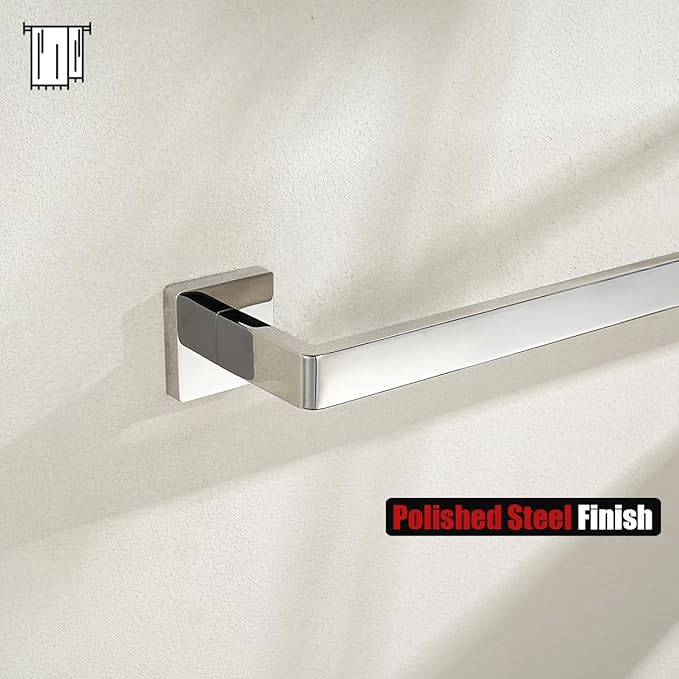 JQK Polished Towel Bar, Rounded Edges 26.41 Inch Towel Rack, 304 Stainless Steel Bathroom Wall Mount, Useable Length 24 Inch, TB250L24-CH