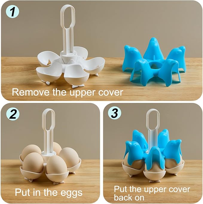 Asltw Dolphin Boiled Egg Holder – 3-in-1 Cooker, Server & Fridge Tray for Soft/Hard Eggs, BPA-Free, Cute Kitchen Gift for Kids & Families (Blue)
