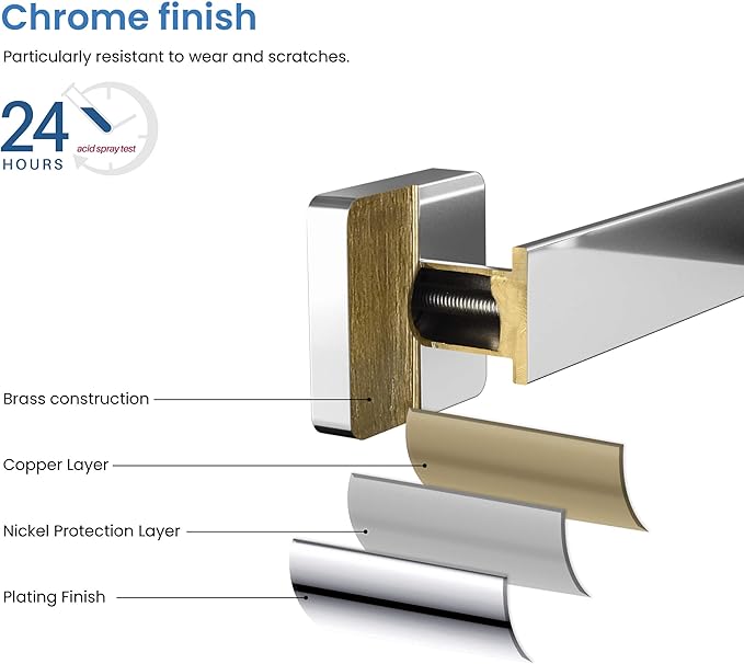KIBI Blaze 2-Piece Bathroom Hardware Set – Towel Bar and Toilet Paper Holder, Wall Mounted Bathroom Accessory Set, Rust-Resistant Solid Brass, Modern Square Design (Chrome, KBA16-2-1)