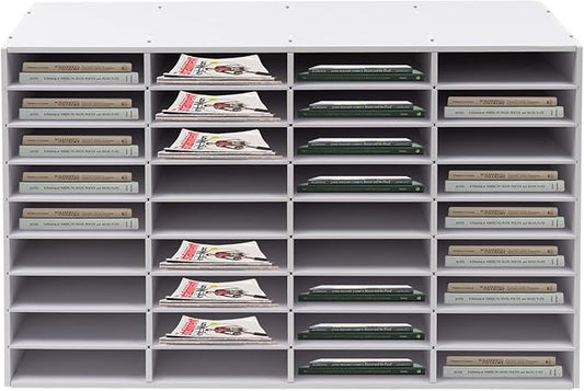 36 Compartment File Organizer - Document Storage Cabinet with Detachable Partitions, Anti-Slip Pads, for Office Home School