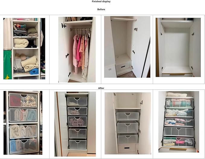 Pull Out Closet Drawer for Clothes | Sliding Wire Basket for Wardrobe Cabinets | Roll Out Storage Organizer | Side Mounting | for Home, Kitchen,Pantry