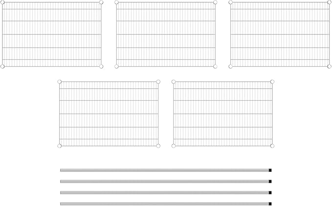 Commercial NSF Listed Chrome Stationary Wire Shelving Kit 24" x 36" x 74", with 5 Shelves Perfect for Warehouse, Walk-in Refrigerator, Freezer, Grocery Store, Restaurant, Dishroom