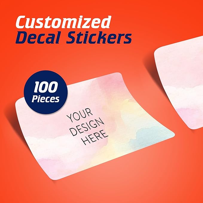 100 Custom Vinyl Stickers - Upload Your own Image, Text, Design, Logo - Personalized Logo Labels for Handmade, Packaging, Bottle, Jars, Candle, Brand Stickers (Watercolor, 6x4)