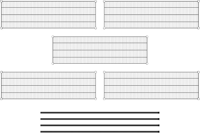 Commercial NSF Listed Black Epoxy Stationary Wire Shelving Kit 18" x 60" x 74", with 5 Shelves Perfect for Warehouse, Walk-in Refrigerator, Freezer, Grocery Store, Restaurant, Dishroom