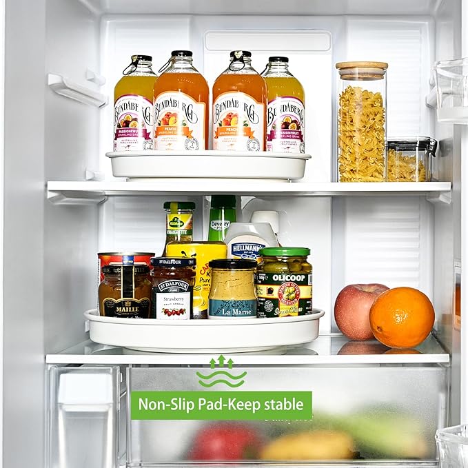Amolliar Lazy Susan Organizer, 10" Metal Rotating Turntable for Kitchen, Fridge, Cabinet, Countertop, Pantry Storage Organizer, Tray for Household Purpose, Under Sink Organizer, Spice Rack, White 1PC