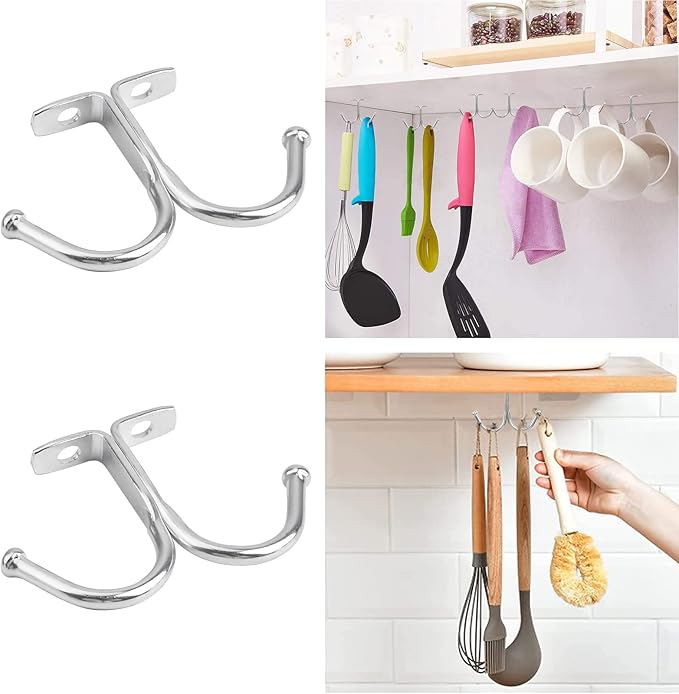 Mug Holder, 6Pcs Mug Rack Under Cabinet Top Mounted Mug Shelf Hangers Under Shelf Hooks Metal Storage Hooks for Cabinet Kitchen Bathroom (Silver)
