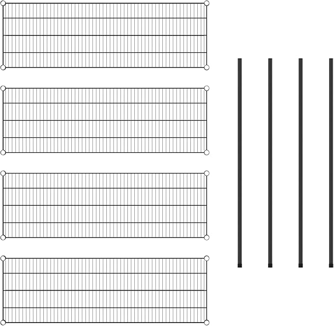 Commercial NSF Listed Black Epoxy Stationary Wire Shelving Kit 18" x 54" x 54", with 4 Shelves Perfect for Warehouse, Walk-in Refrigerator, Freezer, Grocery Store, Restaurant, Dishroom