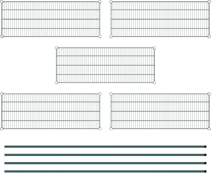 Commercial NSF Listed Green Epoxy Stationary Wire Shelving Kit 18" x 48" x 96", with 5 Shelves Perfect for Warehouse, Walk-in Refrigerator, Freezer, Grocery Store, Restaurant, Dishroom