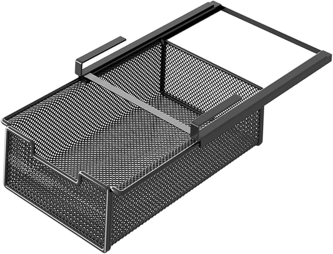Wire Shelf Basket Organizer Hanging Pullout Drawer Basket Versatile Decor Sturdy Under Cabinet Hanging Drawer for Pantry Home, Black