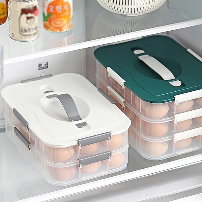 Ngbbby Deviled Egg Carrier with Lid, 2-Layer Plastic Stackable Trays, Clear Deviled Egg Tray 36 Holder for Fridge