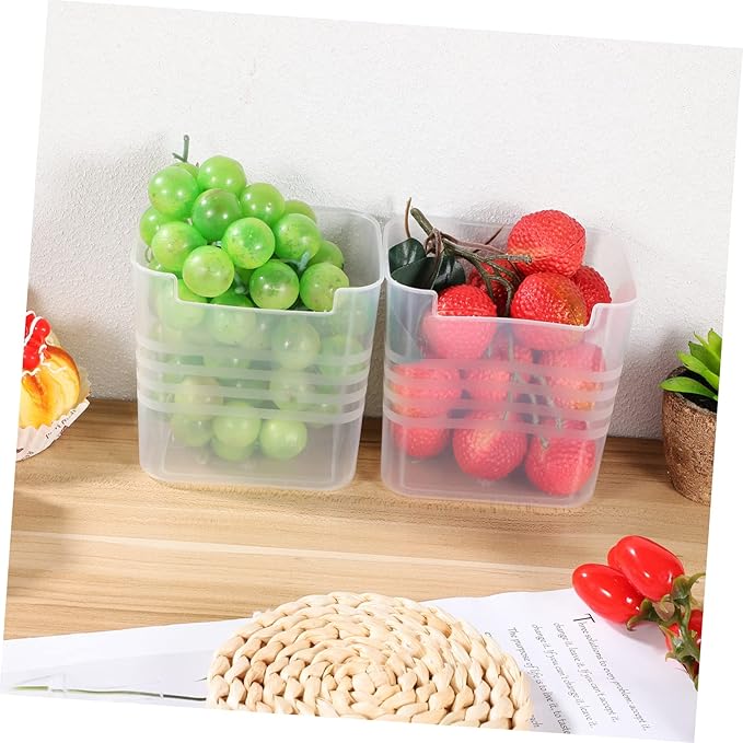 ULTECHNOVO 6pcs Translucent Fridge Organizer Bins Hanging Storage Boxes for Refrigerator for Kitchen Pantry Easy Access Shaped Design for Fruits Vegetables and Spices
