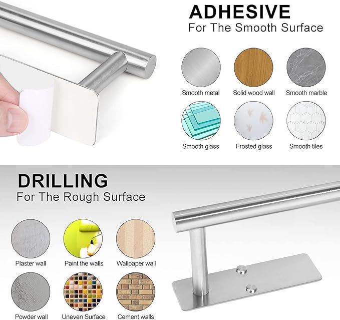 Paper Towel Holder Under Cabinet, Self Adhesive Paper Towel Roll Holder Stick on Wall, Stainless Steel Paper Towel Rack for Kitchen, Bathroom, RV