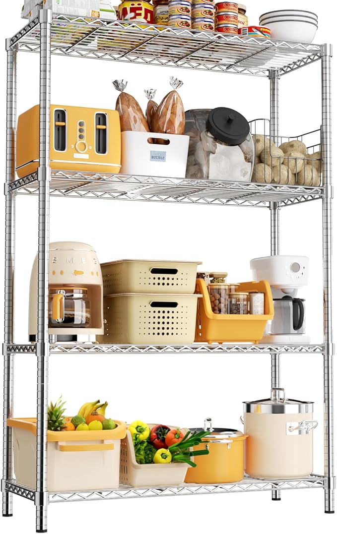 MODCART Storage Shelves, 36" L x 14" W x 54" H Heavy Duty Garage Wire Shelving Unit Loads 1400LBS, 4-Tier Adjustable Metal Industrial Utility Shelf Rack for Kitchen, Laundry Room, Basement