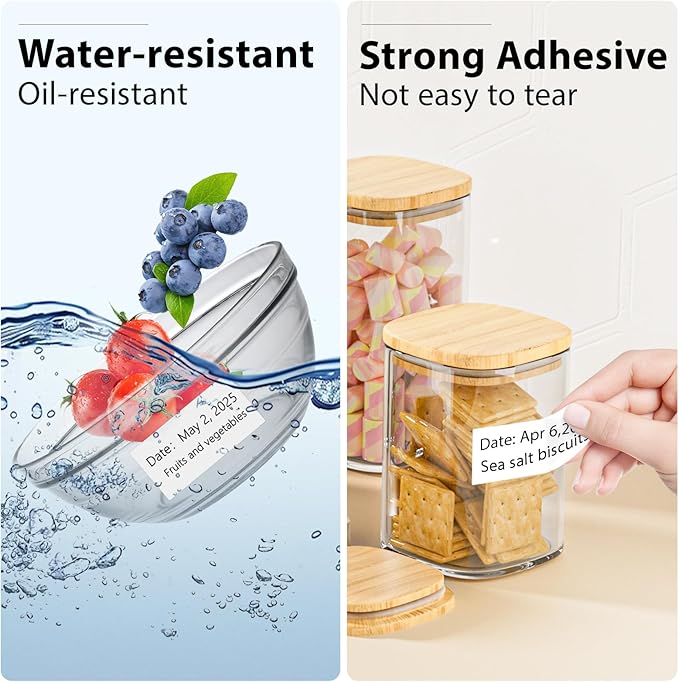 PALAIBEIQI 1x2 Inch Thermal Labels,500PCS Rectangle Stickers,Waterproof Removable Blank Stickers for Address,Jars,Freezer Containers & Pantry Organization,White