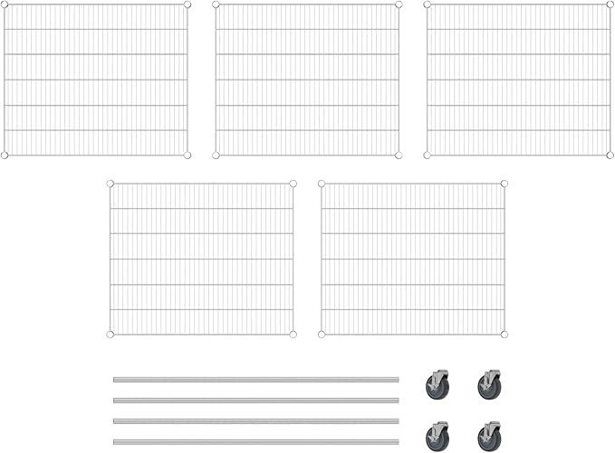 Commercial NSF Listed Chrome Mobile Wire Shelving Kit 30" x 36" x 60", with 5 Shelves Perfect for Warehouse, Walk-in Refrigerator, Freezer, Grocery Store, Restaurant, Dishroom