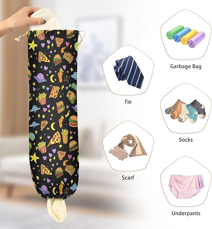 Plastic Bag Holder Grocery Bags Organizer Dispenser Storage Pizza Hamburger Chips for Kitchen Wall Mount