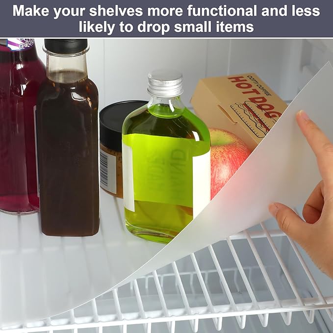 Barydat 4 Pcs Frosted Plastic Wire Shelf Liner Clear Frosted Hard Refrigerator Shelf Mats Non Adhesive Waterproof Wire Shelving Cover for Cabinets Kitchen Shelves Storage Shoe Rack (72 x 16 Inch)
