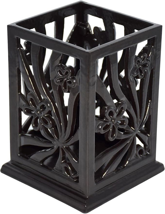 Utensil Holder, Cast Iron Kitchen Utensil Crock for Countertop, Extra Large Utensil Organizer with Weighted-Base, Housewarming Vintage Decor, Classic Style,Black