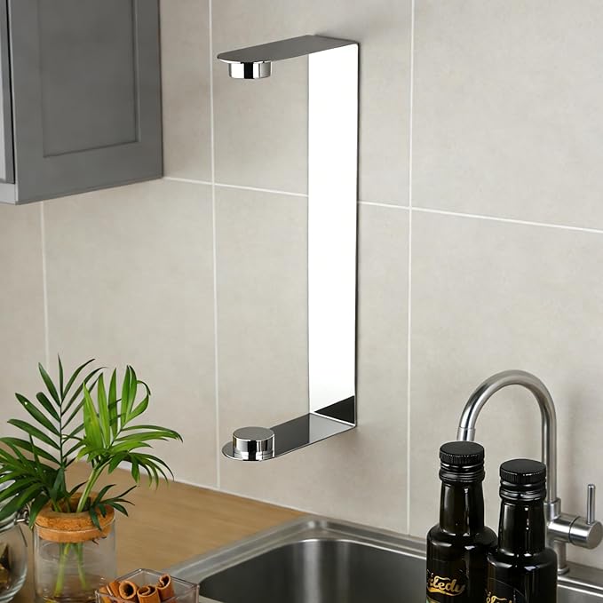 YIGII Self Adhesive Paper Towel Holder - Wall Mount Paper Roll Holder Under Cabinet, Polished SUS 304 Papertowel Holders, Stainless Steel, No Drilling (Polished Silver)