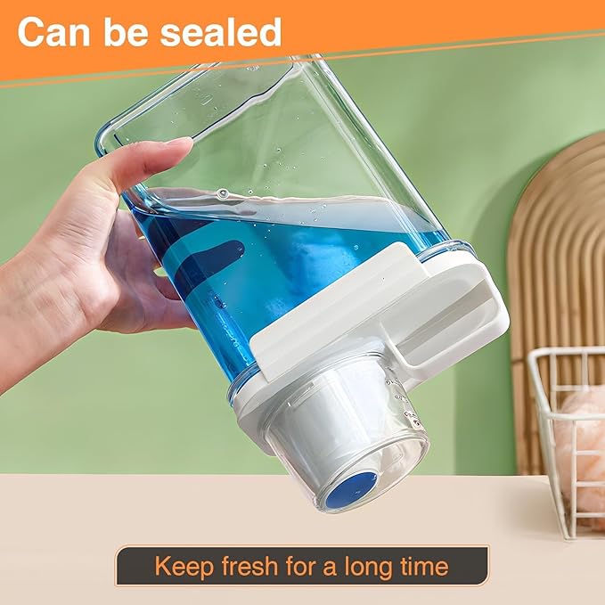 6-Piece Airtight Food Storage Container Set with Measuring Cup, Cereal Dispenser with Pouring Spout for Rice, Flour, Grain, Pet Food, 1800ml and 2300ml
