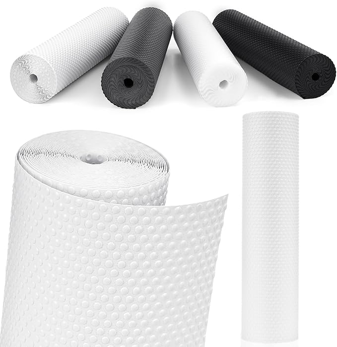 MooiFun Drawer Liners, Waterproof Shelf Liner, Anti-Slip Non-Adhesive BPA Free Kitchen Cupboard Cabinet Liner Refridge Fridge Mats Sink Protector Strong Durable for Home (White/11.8in x 10Ft)