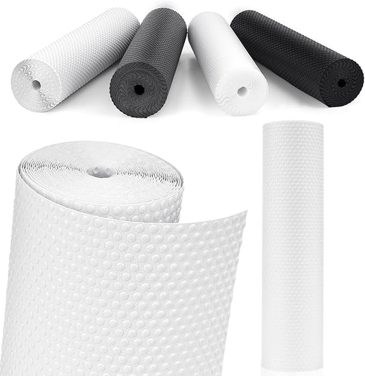 MooiFun Drawer Liners, Waterproof Shelf Liner, Anti-Slip Non-Adhesive BPA Free Kitchen Cupboard Cabinet Liner Refridge Fridge Mats Sink Protector Strong Durable for Home (White/11.8in x 10Ft)