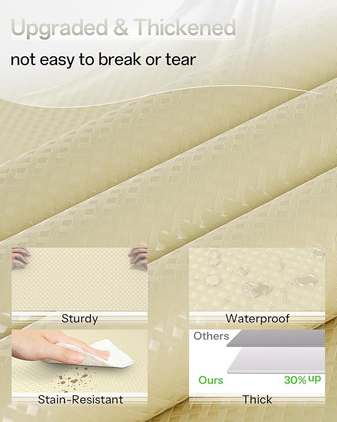 Shelf and Drawer Liner for Kitchen Cabinet, Non-Adhesive 12in x 240in Waterproof Contact Paper Refrigerator Liners Thickened Durable EVA Material Non Slip Mat for Dresser Cupboard Pantry Protector