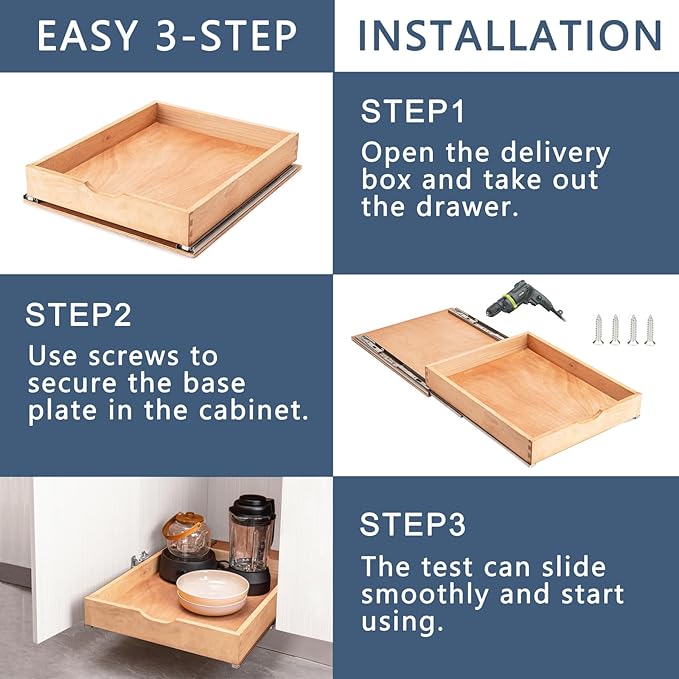 Pull Out Cabinet Drawers - 6x2 Size Options (12-23'W,18-21'D), Pre-Assembled with Soft Close Slides, Solid Beechwood, Easy Installation(29'W x 21'D)