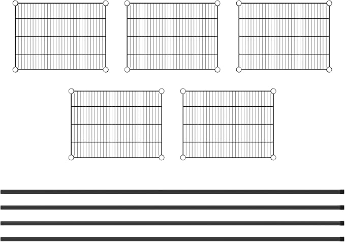 Commercial NSF Listed Black Epoxy Stationary Wire Shelving Kit 18" x 24" x 86", with 5 Shelves Perfect for Warehouse, Walk-in Refrigerator, Freezer, Grocery Store, Restaurant, Dishroom
