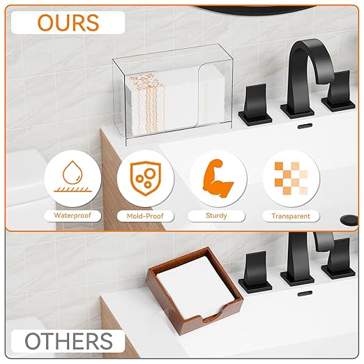Cq acrylic Multifold Paper Towel Dispenser & Box for Bathroom,Home,Counter Top or Wall Mount, Clear Commercial Paper Towel Holder forZ Fold,C Fold,Trifold,Folded,Hand Paper and Guest Napkin Holder