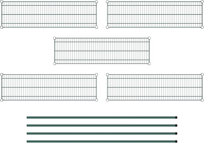 Commercial NSF Listed Green Epoxy Stationary Wire Shelving Kit 14" x 48" x 74", with 5 Shelves Perfect for Warehouse, Walk-in Refrigerator, Freezer, Grocery Store, Restaurant, Dishroom