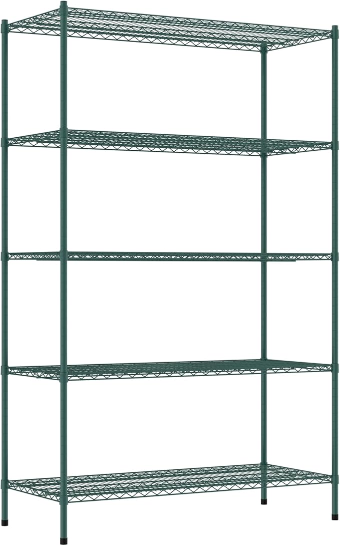 Commercial NSF Listed Green Epoxy Stationary Wire Shelving Kit 24" x 54" x 86", with 5 Shelves Perfect for Warehouse, Walk-in Refrigerator, Freezer, Grocery Store, Restaurant, Dishroom