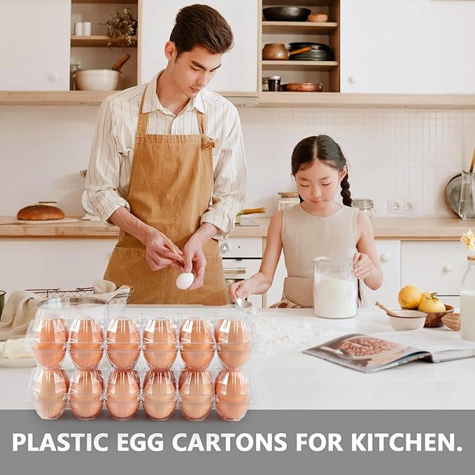 YIFIHGE 120PCS Egg Cartons Cheap Bulk, Clear Egg Cartons for Chicken Eggs, Reusable Chicken Egg Container Bulk Egg Holders with Labels for Refrigerator, Storage, Family, Chicken Farm, Market