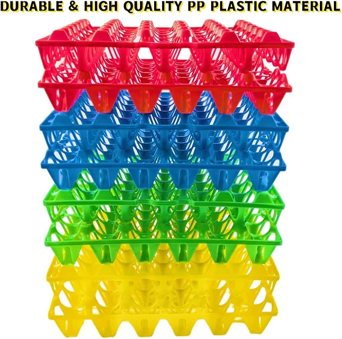 George Garden 8-Pack Plastic Egg Tray Egg Crates 30-Egg Flats for Home Chicken Farmers, Stackable Egg Cartons Hold Multiple Eggs, Great for Storing, Sorting, and Shipping Eggs, Durable and Reusable