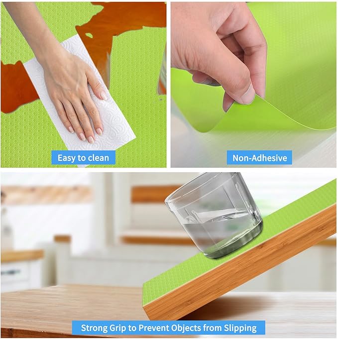 Bloss Shelf Liners, Non Adhesive EVA Drawer Mat Liners Roll for Bathroom, Kitchen, Desks, Deco Shelves 17.7×177 inch (Green)