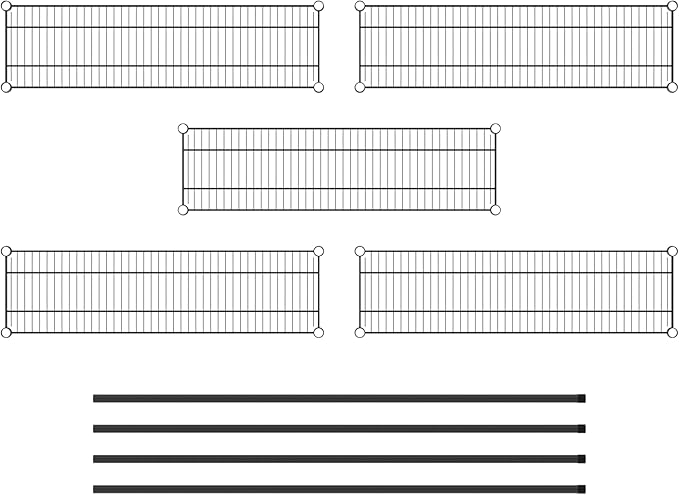Commercial NSF Listed Black Epoxy Stationary Wire Shelving Kit 12" x 42" x 64", with 5 Shelves Perfect for Warehouse, Walk-in Refrigerator, Freezer, Grocery Store, Restaurant, Dishroom