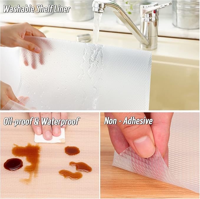Anoak Shelf Liner, 12 Inches x 10(120 Inch) FT Non-Slip Cabinet Liner, Diamond Pattern Clear