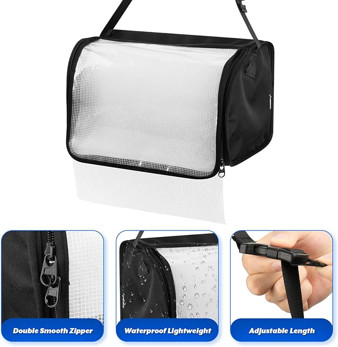 Kitchen Paper Towel Holder, Hanging Paper Towel Dispenser with Transparent Cover, Easy to Tear Papers Waterproof Papers Towels Holder for Kitchen Organization and Storage (Black)